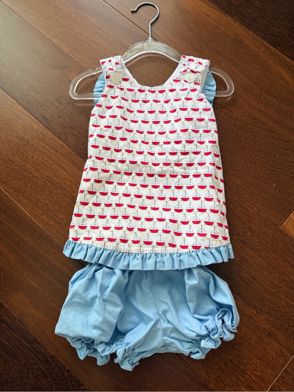 18M James & Lottie - Light Blue Sailboat Print Two-Piece Pajama Set